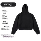 Loose Padded Cropped American High-street Style Fleece-lined Hooded Sweatshirt