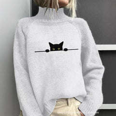 Womens Color-Block Printed AutumnWinter High-Neck Long-Sleeve Top For Independent Stores