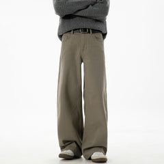 Textured Pure-cotton Slightly Elastic Trendy Vintage-style Trousers