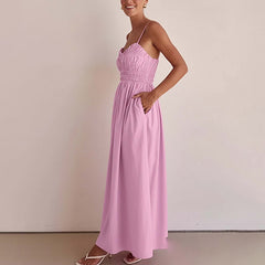 Elegant Solid-color Casual Fashionable Slip Dress With A Fitted Waist