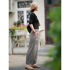 Womens Casual Loose Cotton-linen Pants