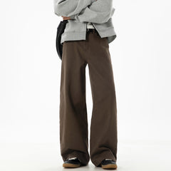 Textured Pure-cotton Slightly Elastic Trendy Vintage-style Trousers