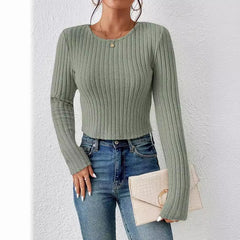 FallWinter Casual Slim-fit Solid-color Crew-neck Sweater
