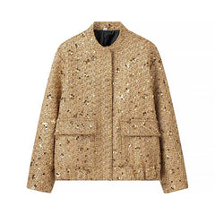 Womens Stylish Versatile Loose-fitting Figure-flattering Sequin Jacket