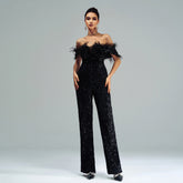 Chic Sexy Long Halter Sequin Jumpsuit For Evening Events