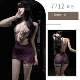 Elegant Deep V-Neck OL Secretary Uniform