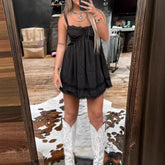 Solid-color Strapless Lace Camisole Dress