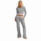 Silver Fox Fleece Hooded Cardigan Two-Piece Set