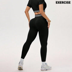 FallWinter European And American Color-Block Yoga Clothing Set