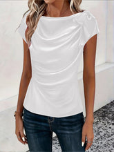 Solid-color Satin Faux-silk Off-the-shoulder Sleeveless Work Top