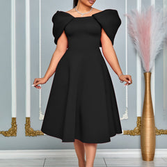 Womens Solid-Color Casual Chic Dress