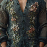 Mens 3D-printed Cardigan Knit Top