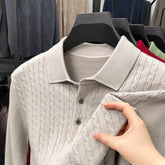 Loose-Fitting Solid-Color Casual V-Neck Knit Sweater For Middle-Aged Men