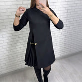 Short-sleeve Solid-color Chic Cropped Dress