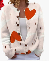 Digital-print Cardigan Knitted Jacket Faux Sweater For Women