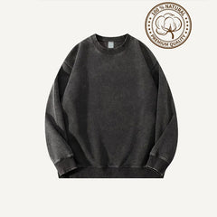 Retro Washed Distressed Crewneck Sweatshirt