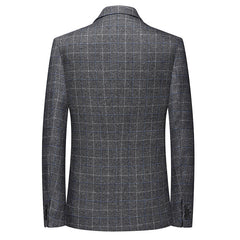 Single-Breasted Plaid Business-Casual Jacket