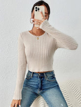 FallWinter Casual Slim-fit Solid-color Crew-neck Sweater