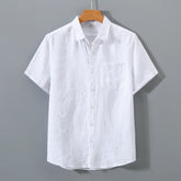 Mens Pure Linen Short Sleeve Shirt