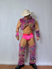 Faux Fur Vest Western Cowboy Men's Gogo Performance Costume