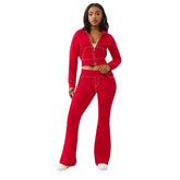 Stylish Casual Solid-color Hooded Cardigan Two-piece Set