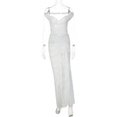 Seamless Ring-shoulder Backless Jumpsuit And Maxi Dress Set For Women