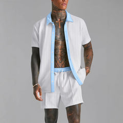 Mens Fashionable Casual Short-Sleeve Digital-Print Shirt