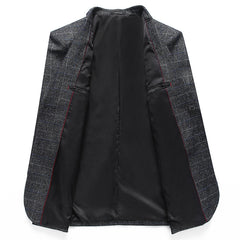 Single-Breasted Plaid Business-Casual Jacket