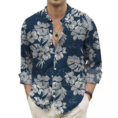 Autumn Mens Shirt With A Floral Print Top