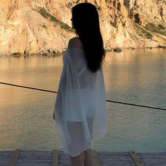 Loose-Fitting, Versatile Plus-Size Womens Chiffon Pullover Tunic
