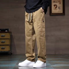 Mens Trendy Slim-fit American-style High-street Loose Straight-leg Wide-leg Pants