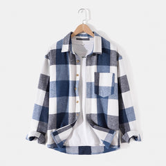 New Mens Plaid Comfortable Long-sleeve Shirt With A Relaxed Fit