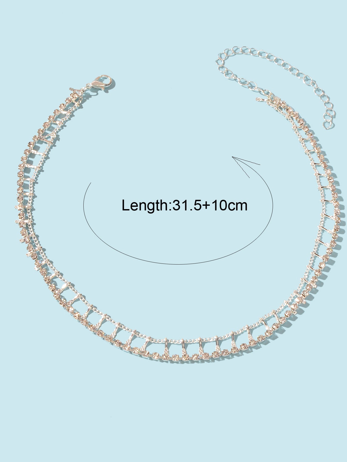 Gold Layered Initial Necklaces Women Rhinestone Decoration Double Chain Choker