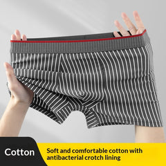 Mens Long-staple Cotton Antibacterial Boxer Briefs Skin-friendly