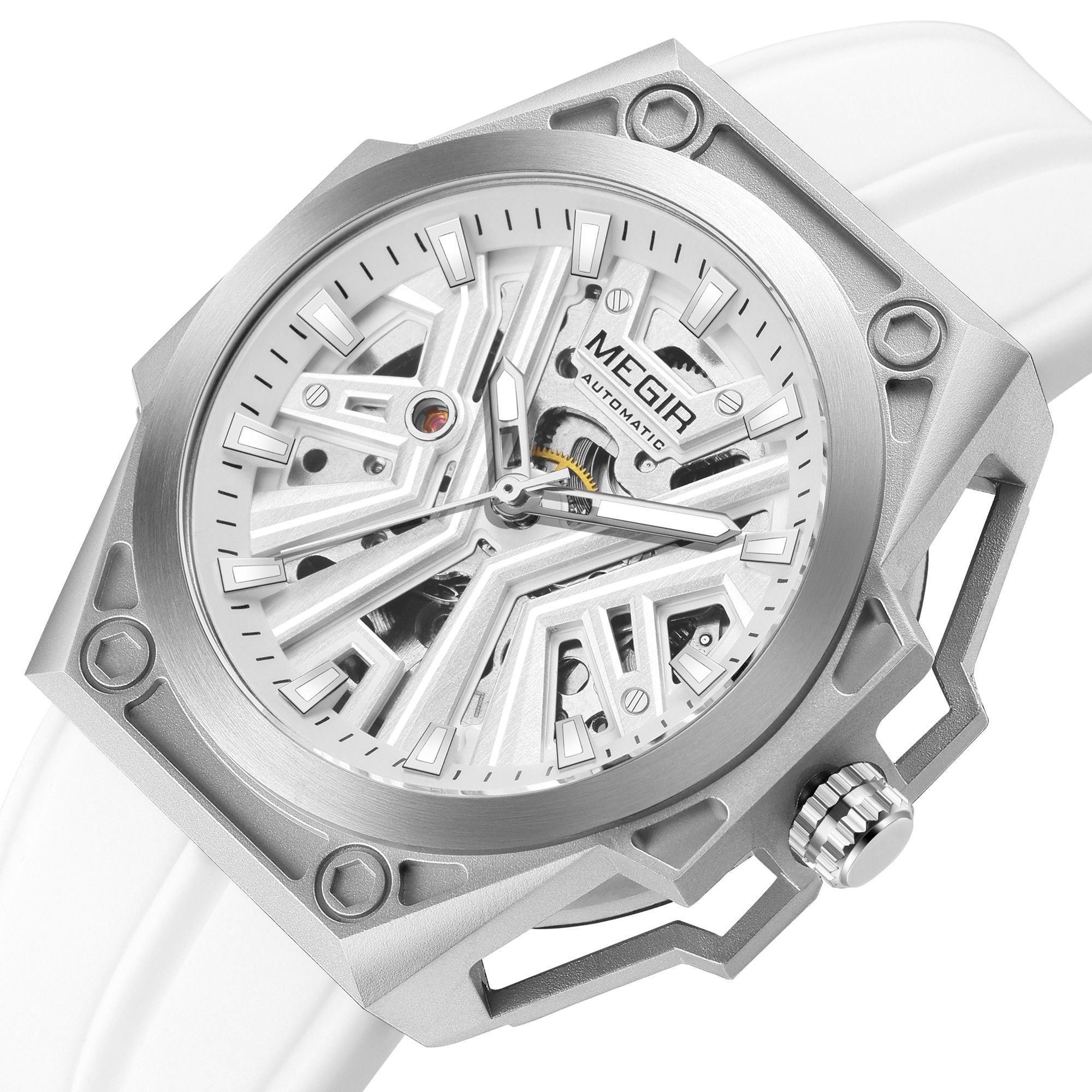 MEGIR Fashion Fully Automatic Mechanical Men's Watch Stainless Steel Case Sports Military Wristwatch Waterproof Watches Clock