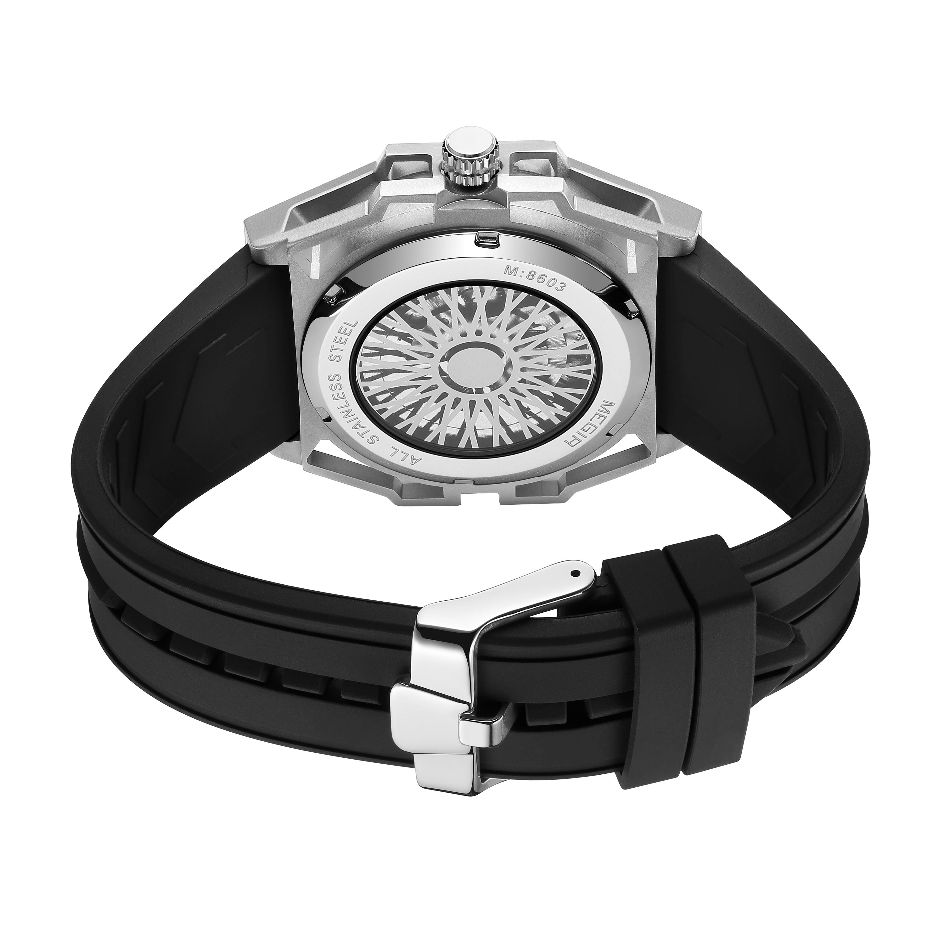 MEGIR Fashion Fully Automatic Mechanical Men's Watch Stainless Steel Case Sports Military Wristwatch Waterproof Watches Clock