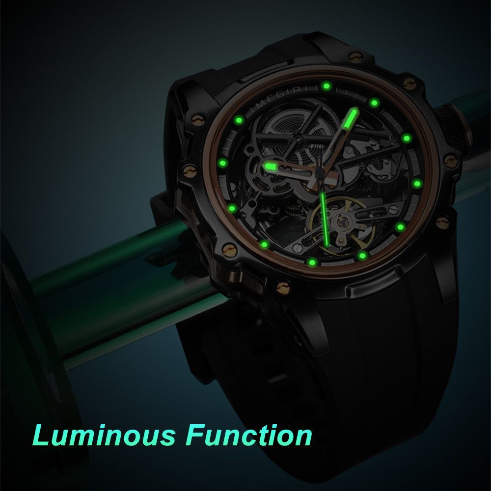 MEGIR Fashion Men's Full Automatic Watches Hollow Out Luminous Sports Mechanical Watch Waterproof Wristwatches Reloj Hombre 2243