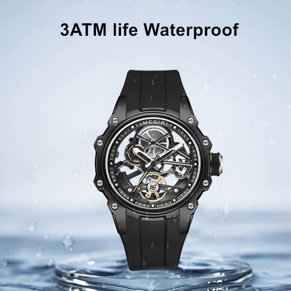 MEGIR Fashion Men's Full Automatic Watches Hollow Out Luminous Sports Mechanical Watch Waterproof Wristwatches Reloj Hombre 2243