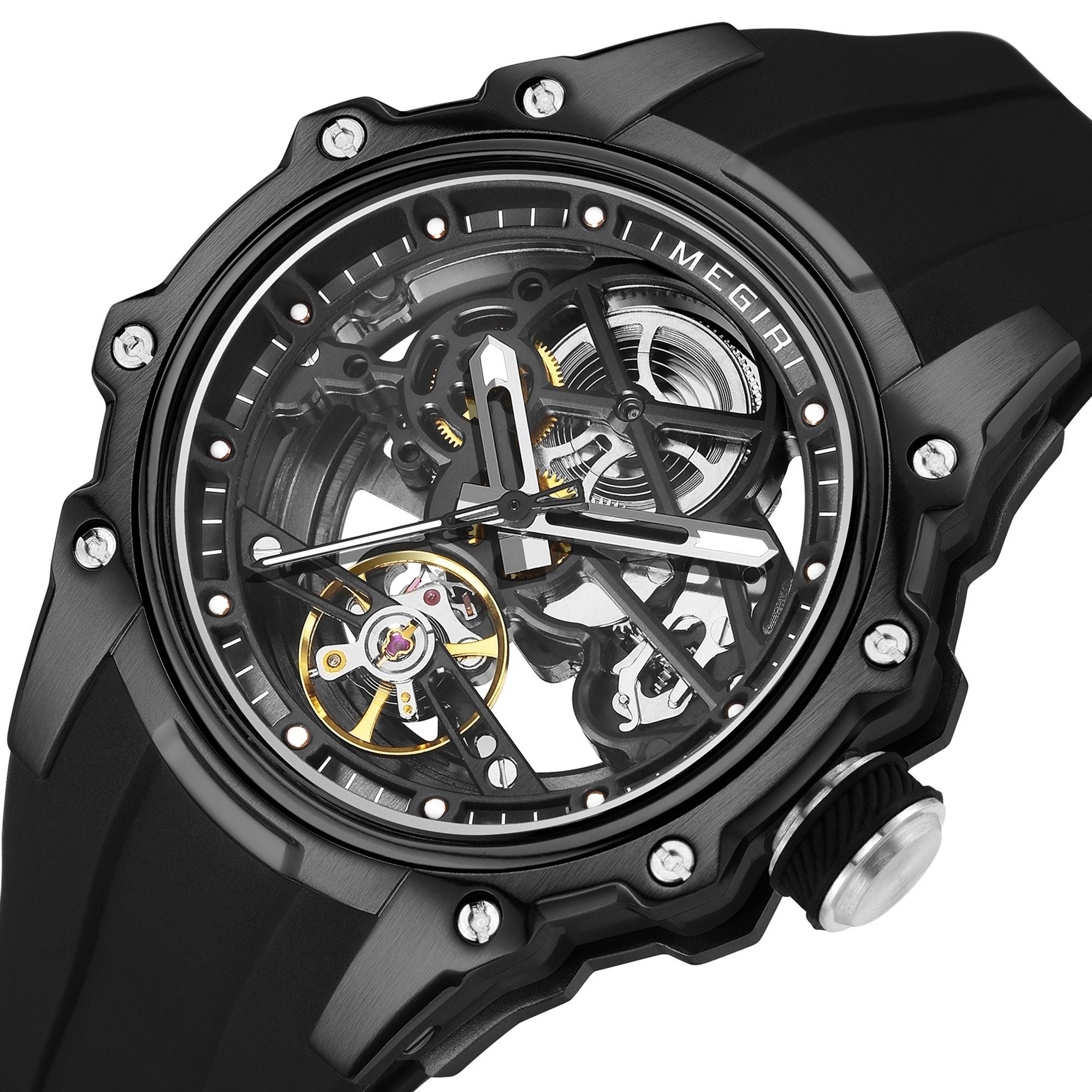 MEGIR Fashion Men's Full Automatic Watches Hollow Out Luminous Sports Mechanical Watch Waterproof Wristwatches Reloj Hombre 2243