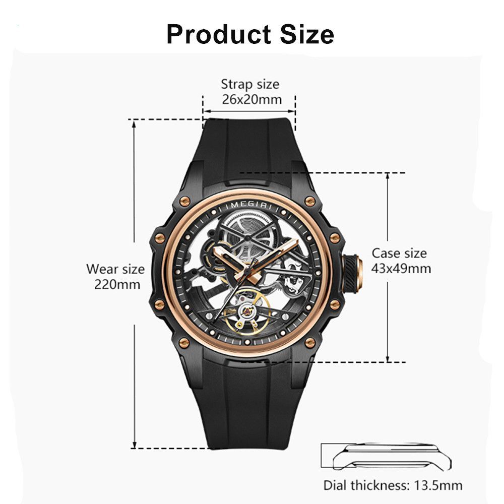 MEGIR Fashion Men's Full Automatic Watches Hollow Out Luminous Sports Mechanical Watch Waterproof Wristwatches Reloj Hombre 2243