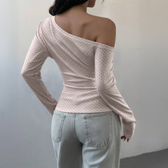 Versatile Cat-Print Lace-Up Long-Sleeve T-Shirt For Women