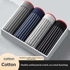 Mens Long-staple Cotton Antibacterial Boxer Briefs Skin-friendly
