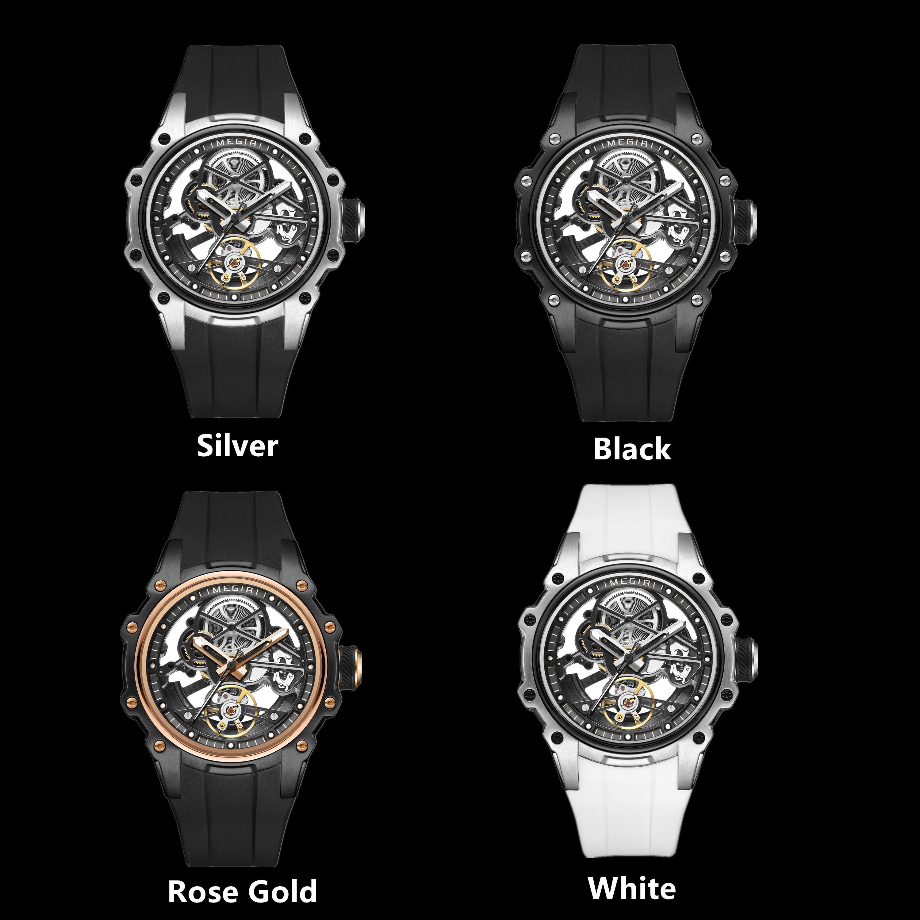 MEGIR Fashion Men's Full Automatic Watches Hollow Out Luminous Sports Mechanical Watch Waterproof Wristwatches Reloj Hombre 2243