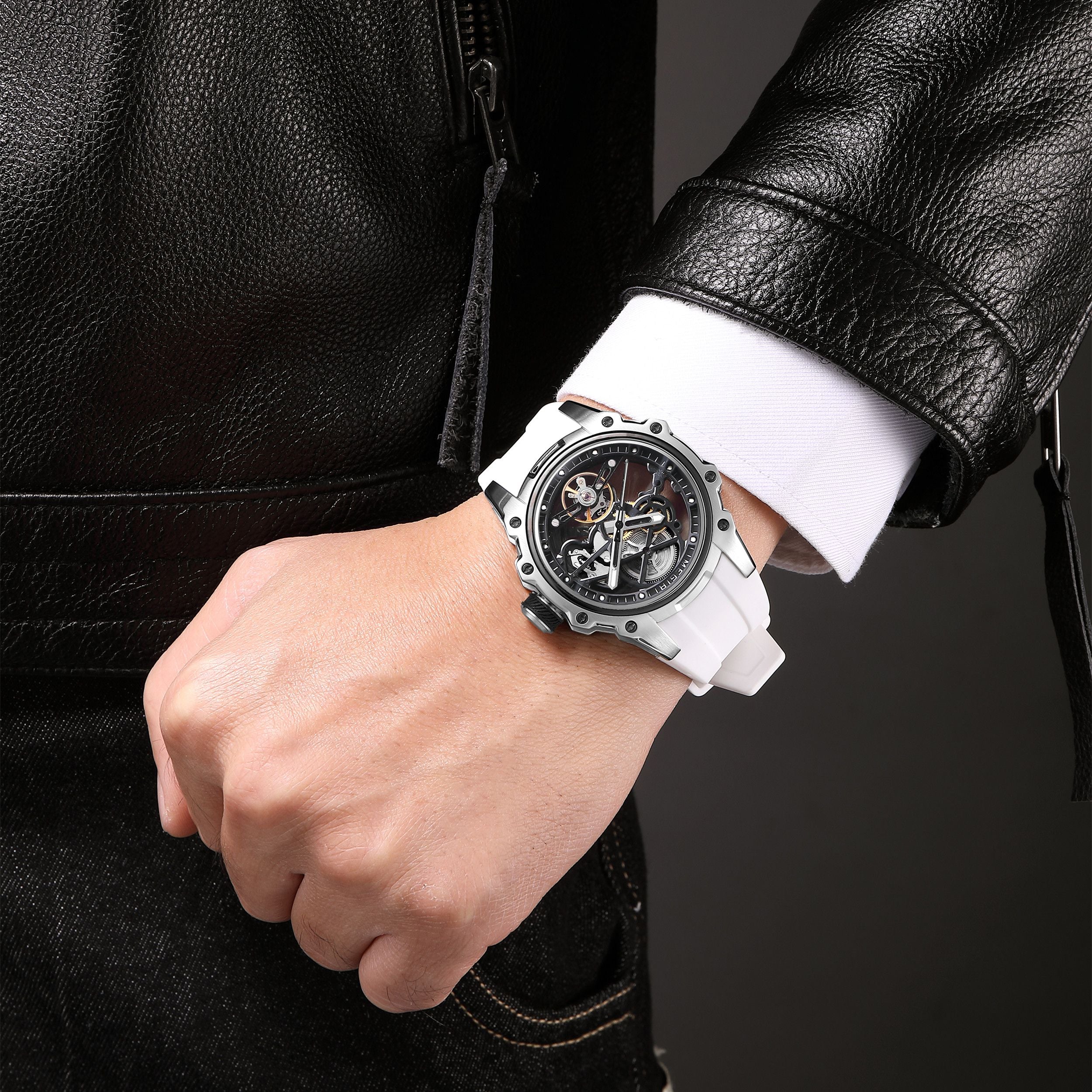 MEGIR Fashion Men's Full Automatic Watches Hollow Out Luminous Sports Mechanical Watch Waterproof Wristwatches Reloj Hombre 2243