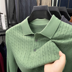 Loose-Fitting Solid-Color Casual V-Neck Knit Sweater For Middle-Aged Men