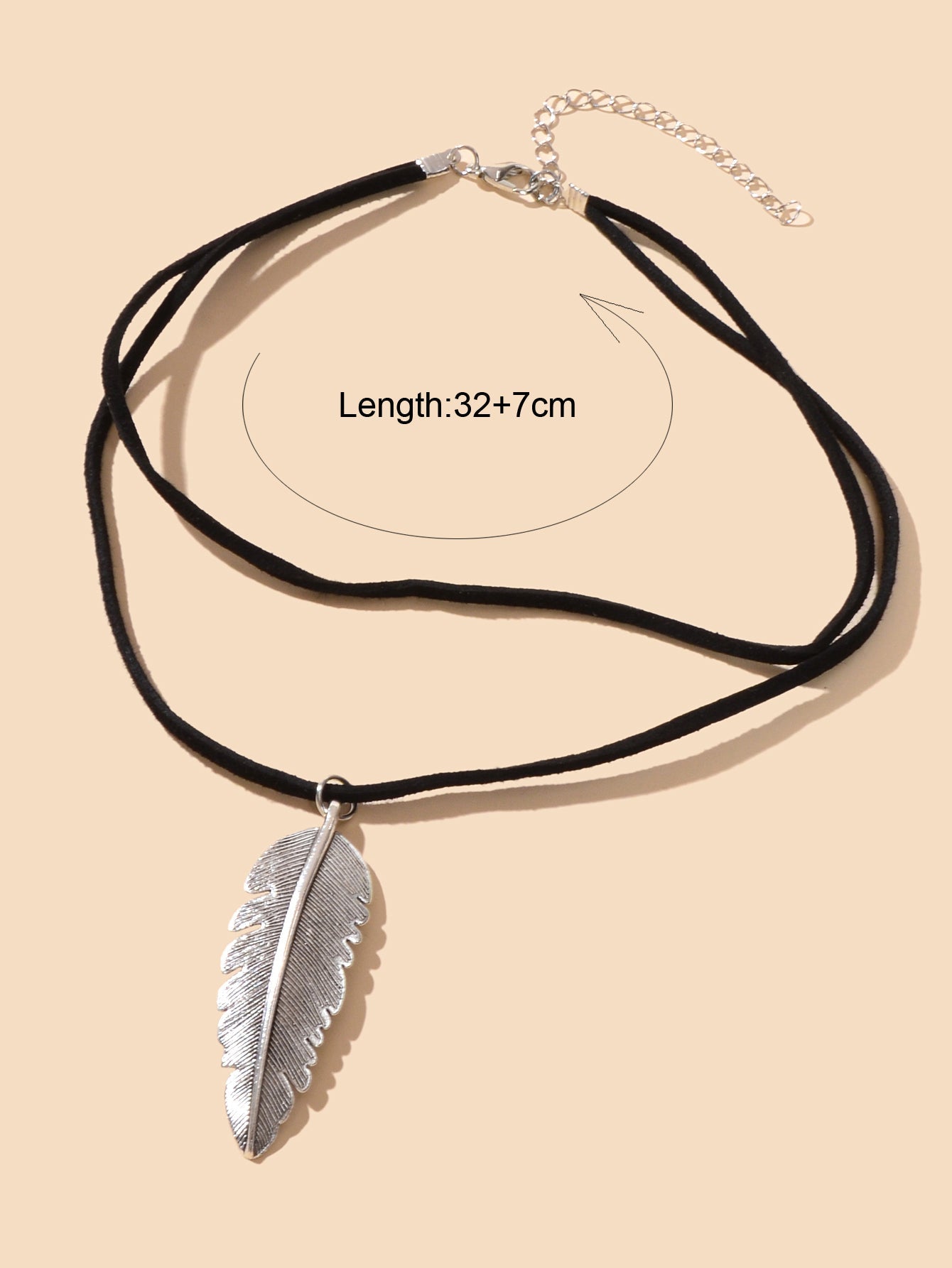 Double Layer Black Choker Silver Feather Charm Necklaces Gothic Women Collar