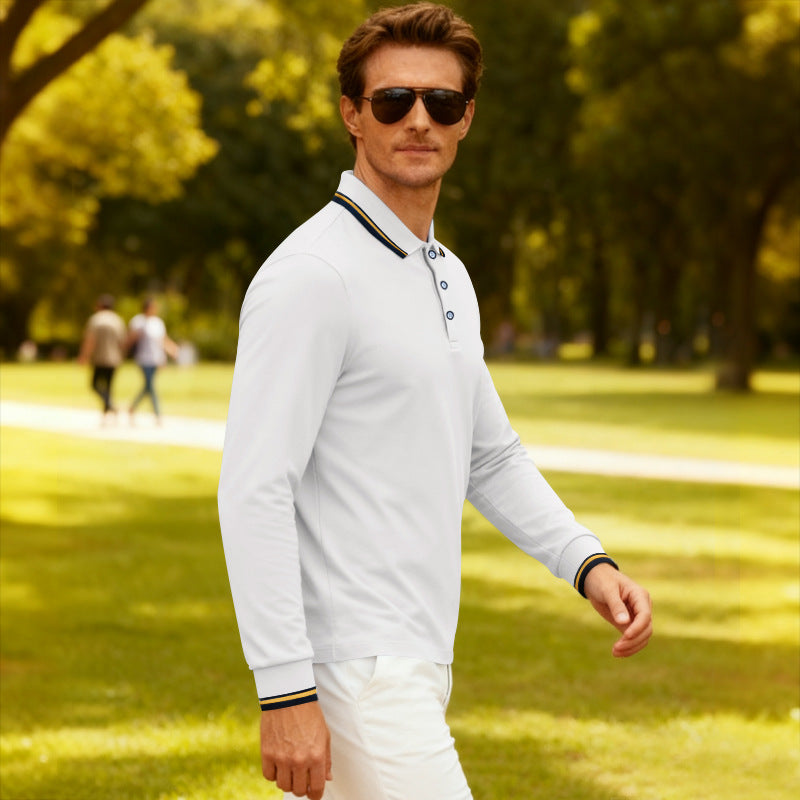 Mens Casual Jacquard Polo Shirtquick-drying Breathable