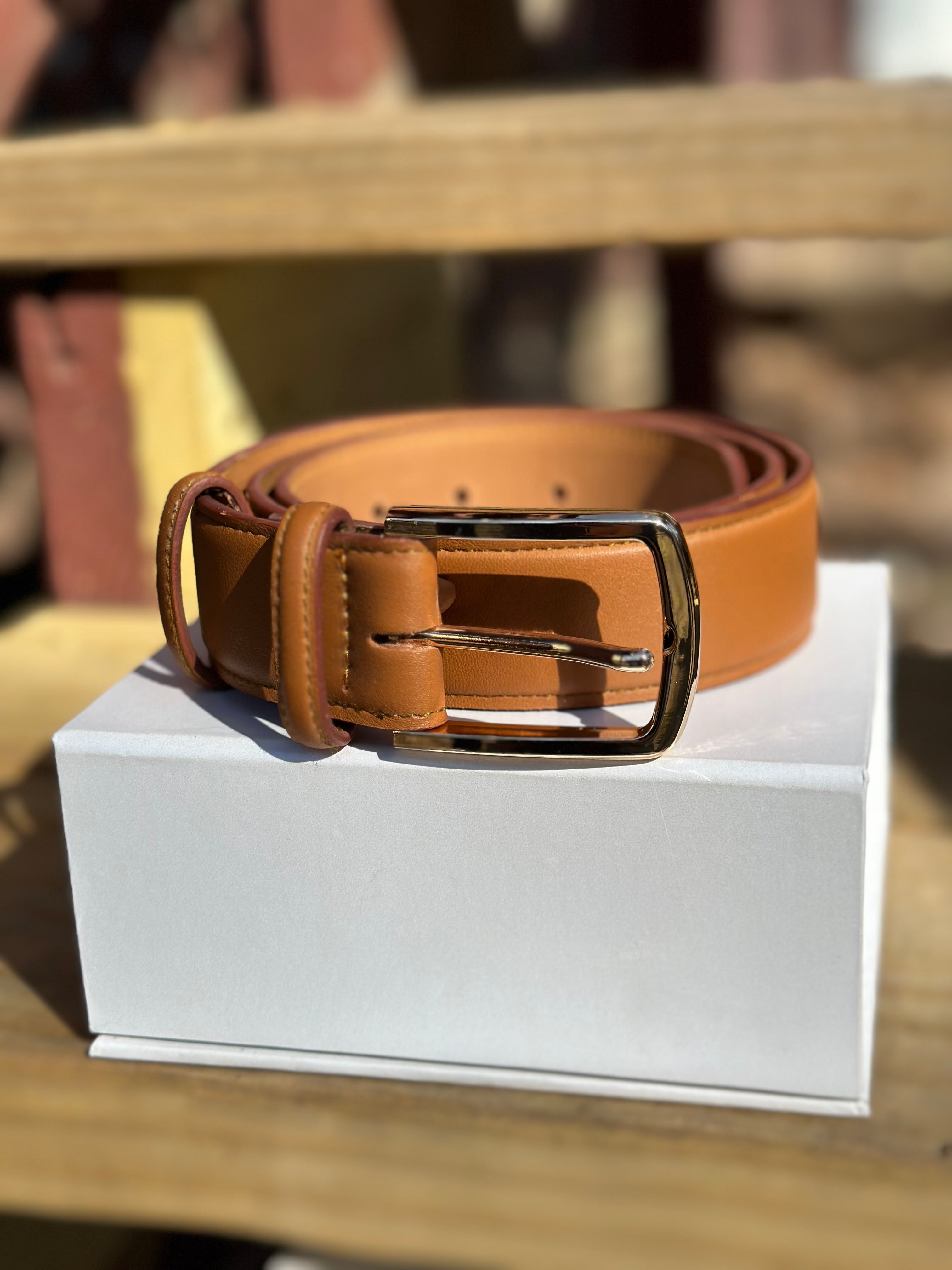 Handmade Brown Leather Belt (Wide)-0