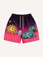 Mens Retro Printed Loose Casual Shorts