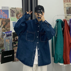 Blue Mens Relaxed Fit Denim Shirt